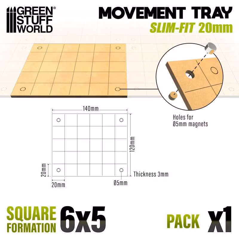 MDF Movement Trays - Slimfit Square 120x100mm