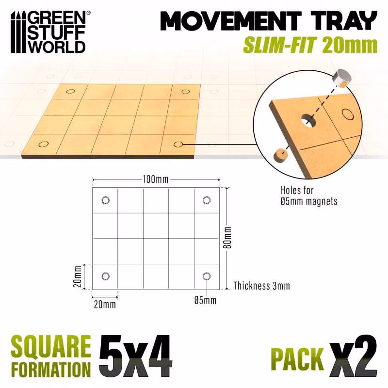 MDF Movement Trays - Slimfit Square 100x80mm
