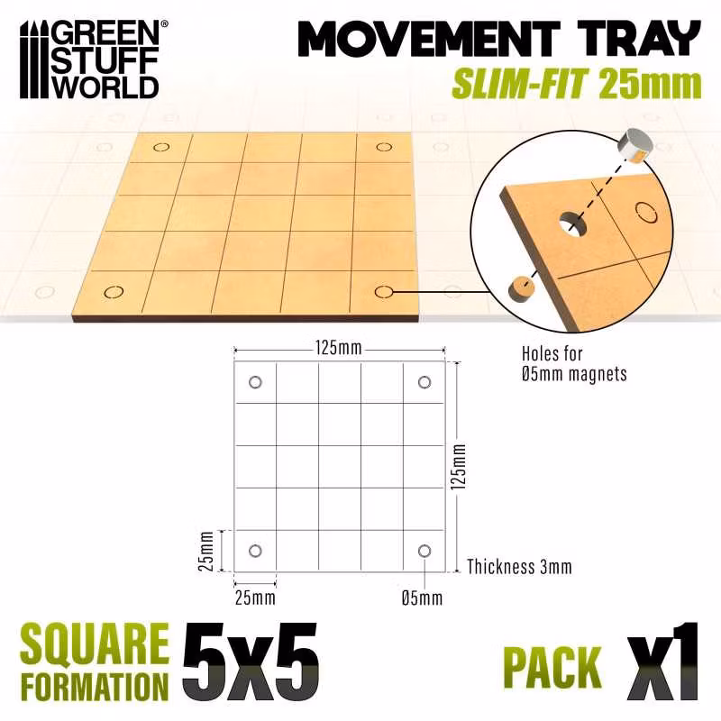 MDF Movement Trays - Slimfit Square 125x125mm