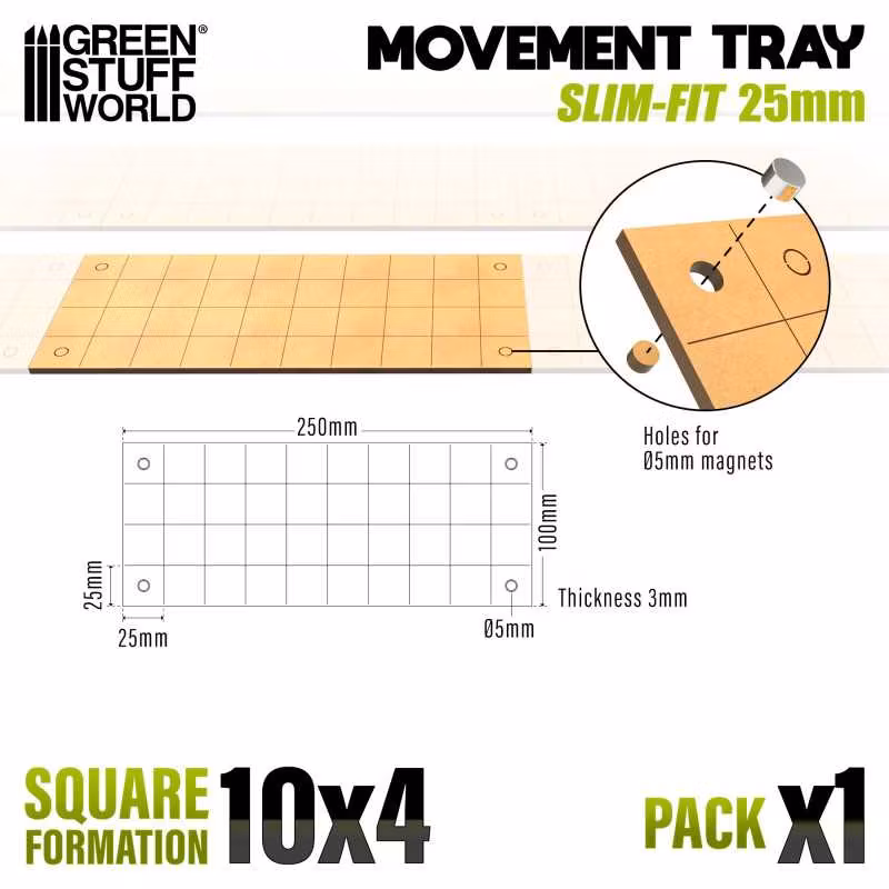 MDF Movement Trays - Slimfit Square 250x100mm