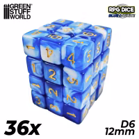 36x D6 12mm Dice - Blue White