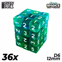 36x D6 12mm Dice - Green-Turquoise