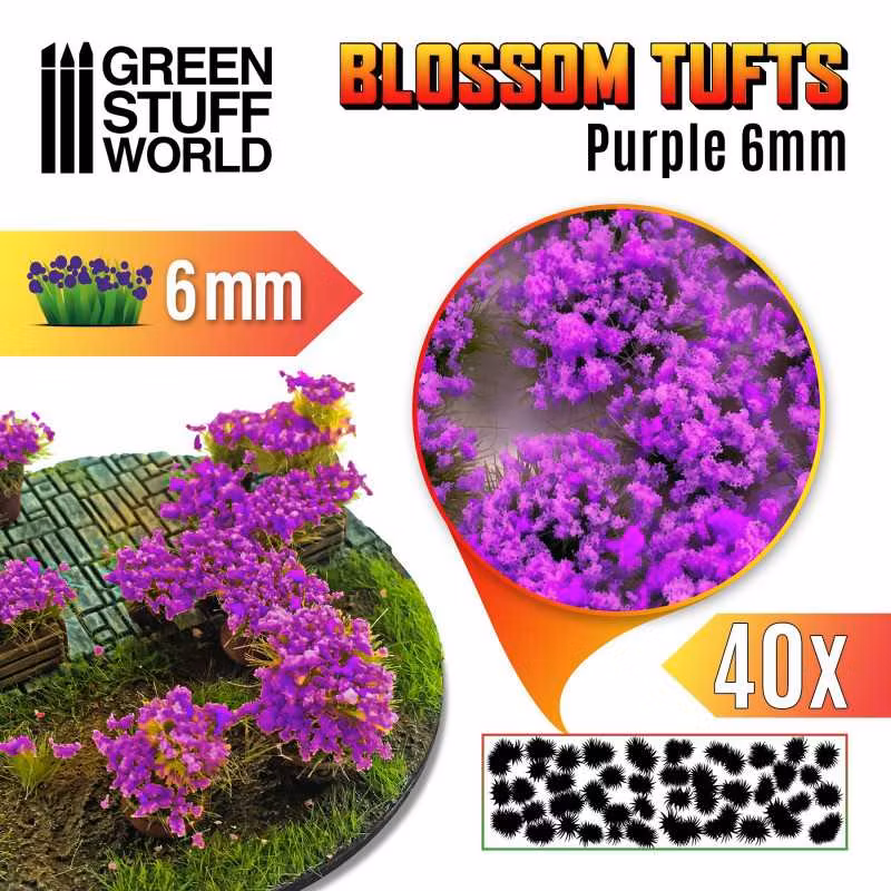 Blossom TUFTS - 6mm self-adhesive - PURPLE Flowers