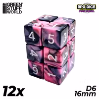 12x D6 16mm Dice - Pink Swirl