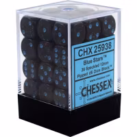 Chessex Speckled 12mm d6 Dice Blocks with Pips (36 Dice) - Blue Stars