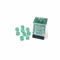 Chessex: Borealis Light Green/gold Luminary 12mm d6 Dice Block (36 dice)