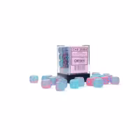 Chessex: Gemini Gel Green-Pink/blue Luminary 12mm d6 Dice Block (36 dice)