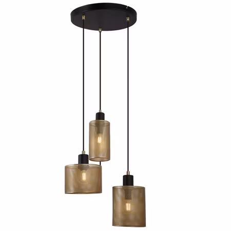 Modern taklampa Avery svart och guldfärgad 3 lampor