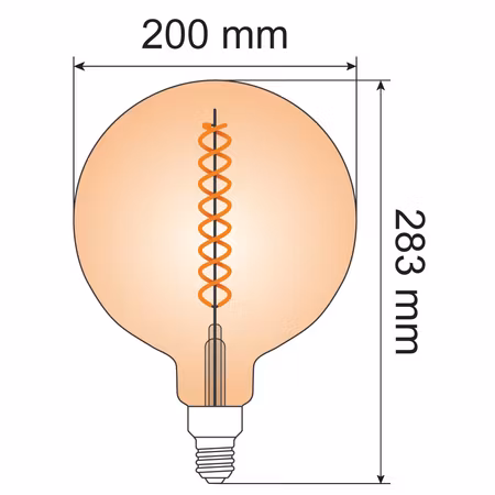 3-pack E27 dimbar XXXL LED-lampa med spiralfilament och bärnstensfärgat glas - Ø200