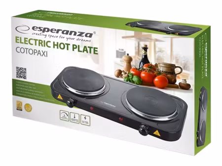 Esperanza Elektrisk dubbel kokplatta - 2 kW - svart