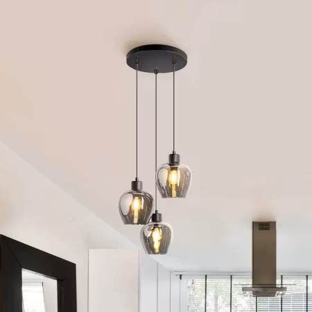 Design taklampa med rökglas 3-ljus - Kansas