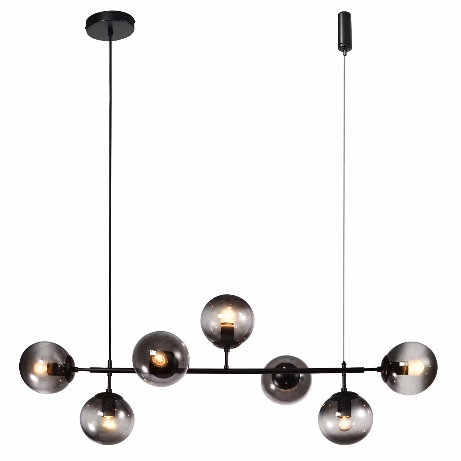 Design taklampa Hepta med rökglas – Svart med rökglas
