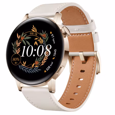 Huawei Watch GT 3 (42 mm) Rosegold med vit läderrem