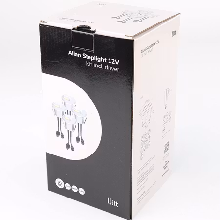 Llitt Allan Steplight kit 4-pack inkl strömadapter 12V 3000K 5lm IP67
