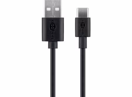 Goobay USB 2.0 - USB Type-C kabel 1m Svart för Solcellsbelysning