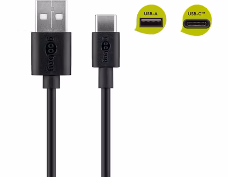 Goobay USB 2.0 - USB Type-C kabel 1m Svart för Solcellsbelysning