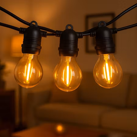 Ljusslinga inomhus 10m med 20 st G45 utbytbara LED-lampor - utbyggbar - dimbar