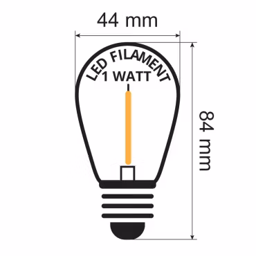 Dimbar Varmvit E27 lampa - 2200K - 1W