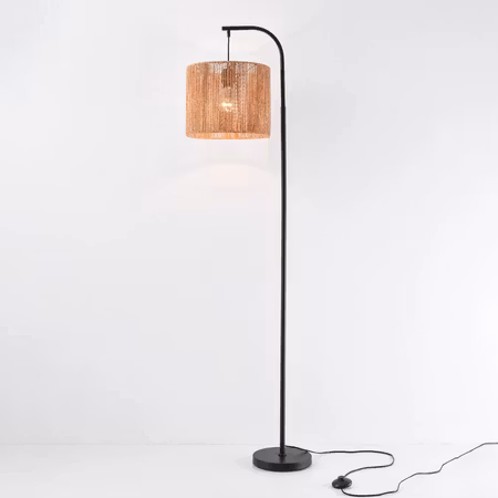 Golvlampa med båge och naturlig skärm – Reed