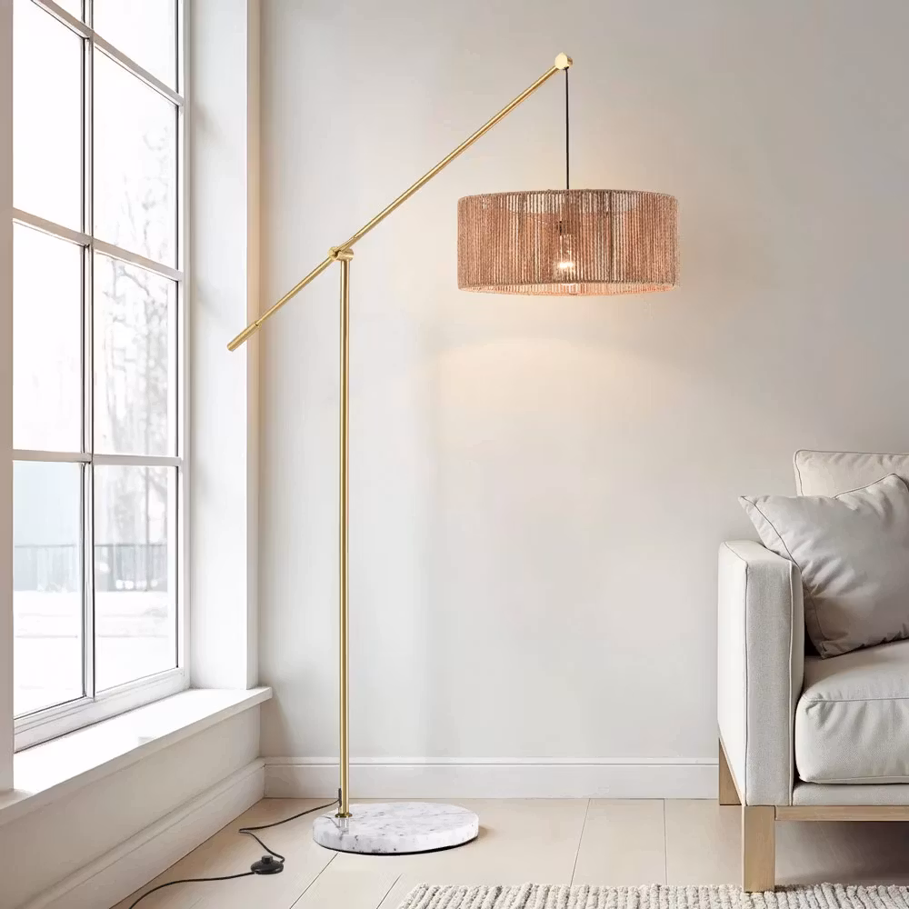 Justerbar golvlampa med naturlig skärm – Bask
