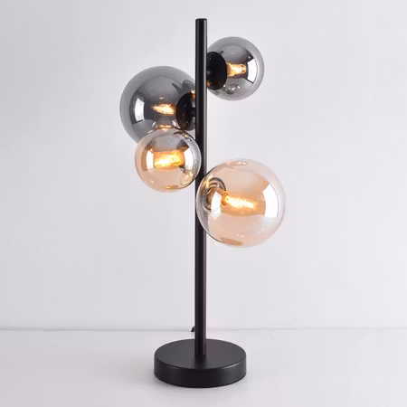 Design bordslampa Tessera svart med amber- och rökglas 4-ljus