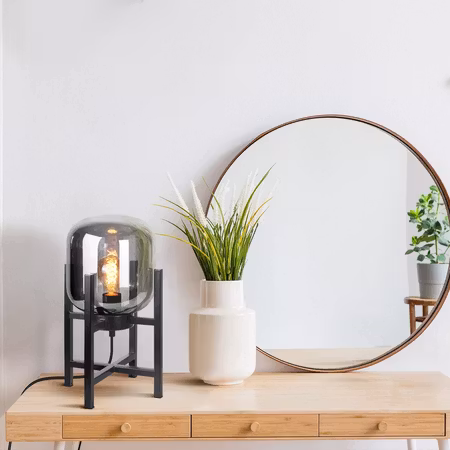 Bordslampa Duuk med rökfärgade glas