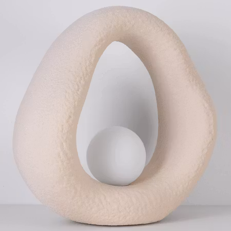 Modern Wabi Sabi bordslampa Enso – sandbeige 35 x 34 cm