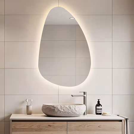 Badrumsspegel Glimmer 60 x 90 cm – touch dimbar, färginställningsbar med värme