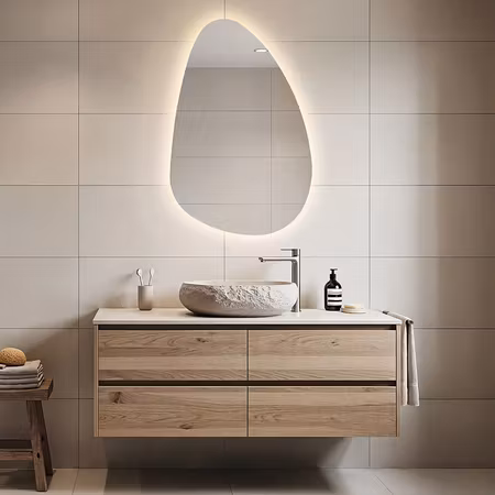 Badrumsspegel Glimmer 60 x 90 cm – touch dimbar, färginställningsbar med värme