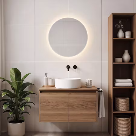 Badrumsspegel Reflecta Ø60 cm – touch-dimbar, färginställbar, med värme