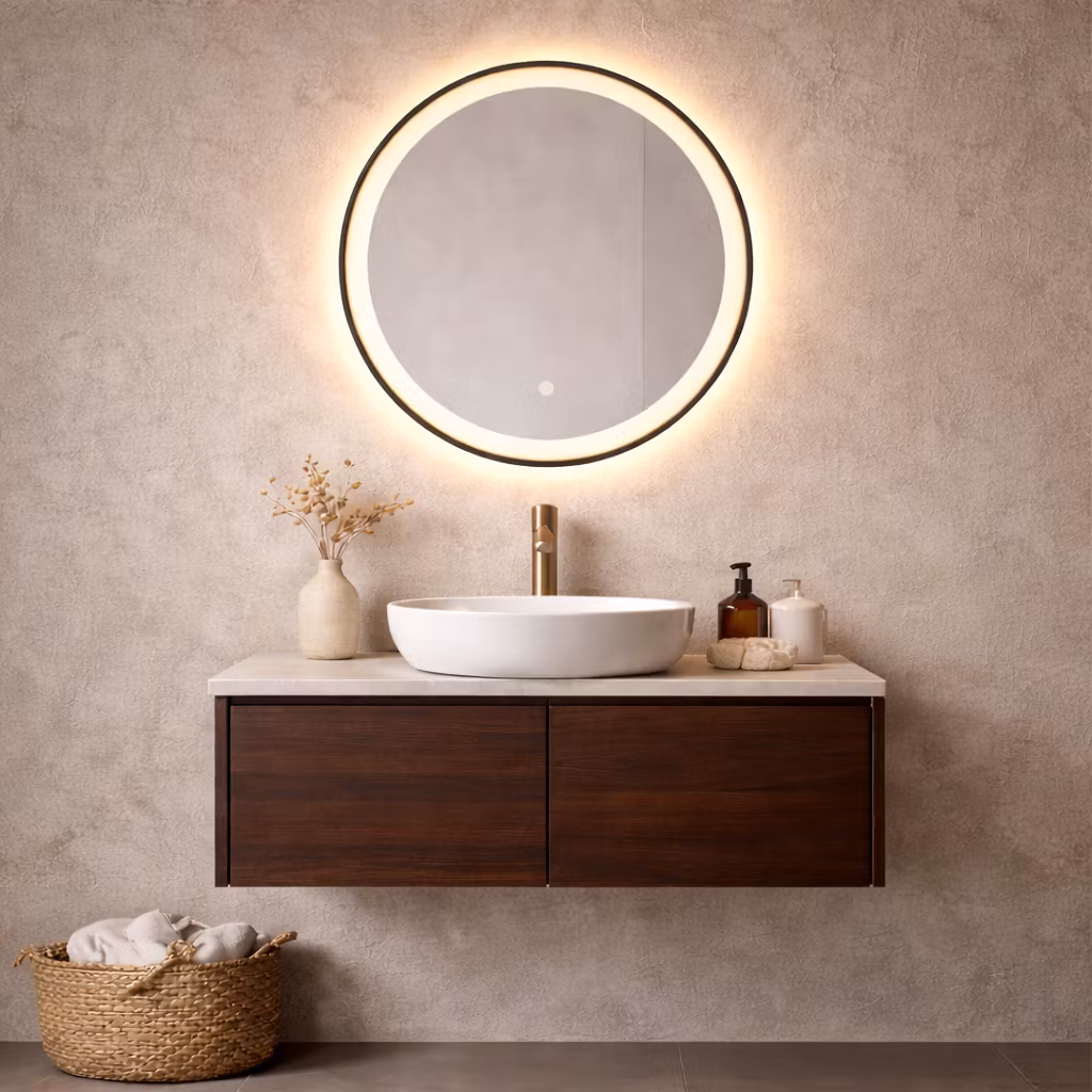 Badrumsspegel Reflecta Ø60 cm – touch-dimbar, färginställbar, med värme