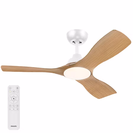 Philips Olas Takfläktslampa Ø106 cm Justerbart vitt ljus Vit+Trä