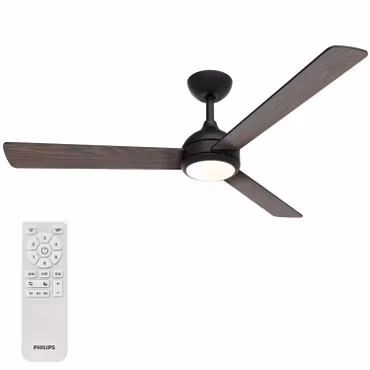 Philips Velyx Takfläktslampa Ø132 cm Justerbart vitt ljus Svart+Mörkt trä