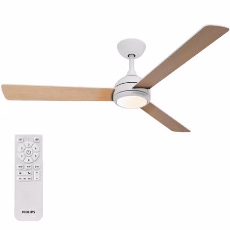 Philips Velyx Takfläktslampa Ø132 cm Justerbart vitt ljus Vit+Ljust trä