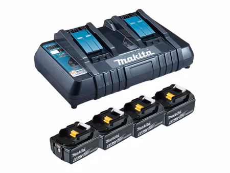 Makita Power Source Kit 199485-6 – 4 × 18 V 6,0 Ah batterier + dubbel snabbladdare