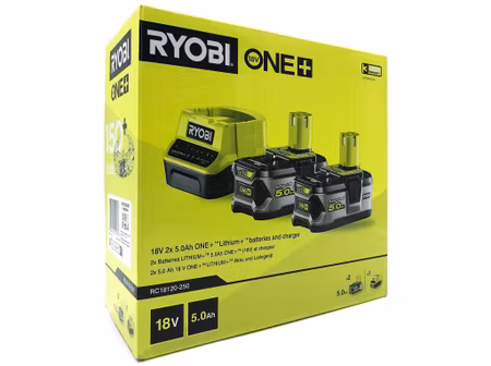 Ryobi RC18120-250 – 18 V ONE+ batteripaket med 2 x 5,0 Ah batterier och laddare