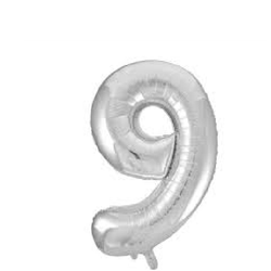 Folieballong Nr 9 Silver 86 Cm