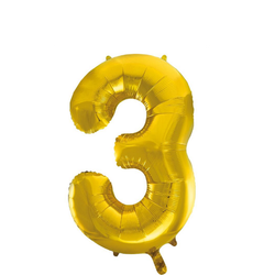Folieballong Nr 3 Gold 86 Cm