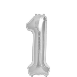 Folieballong Nr 1 Silver 86 Cm