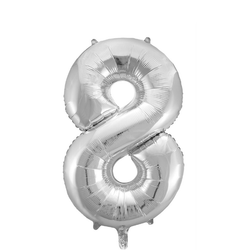 Folieballong Nr 8 Silver 86 Cm