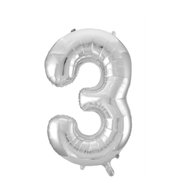 Folieballong Nr 3 Silver 86 Cm