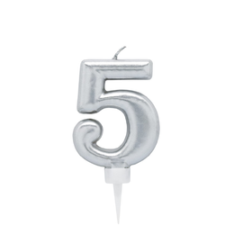 Tårtljus Silver Siffra 5