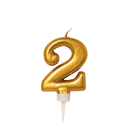 Tårtljus Guld Siffra 2