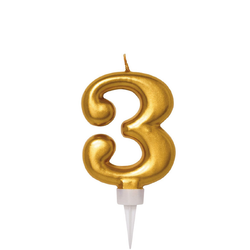 Tårtljus Guld Siffra 3