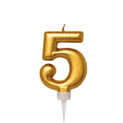 Tårtljus Guld Siffra 5