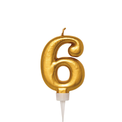 Tårtljus Guld Siffra 6