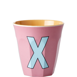RICE Mugg Medium Bokstav X, Rosa