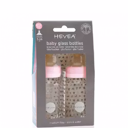 HEVEA GLASFLASKA/NATURGUMMI 2-PACK – ROSA