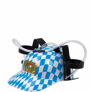 Ölhjälm Oktoberfest – Blåvit Hjälm med Dryckesslangar