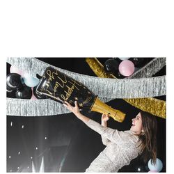 Folieballong, flaska, Happy New Year, svart